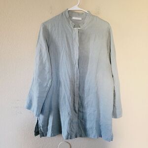 Bryn Walker Linen Tunic Sz Medium Collared Button Up Oversized Relaxed Lagenlook